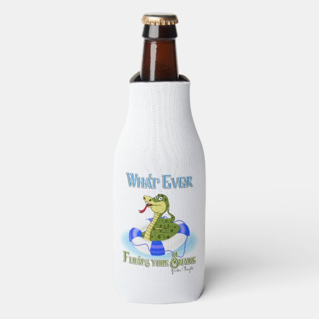 Whatever Floats your Snake Bottle Cooler (Bottle Front)
