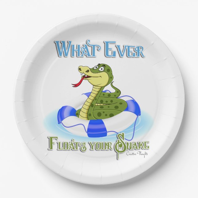 Whatever Floats your Snake Paper Plate (Front)