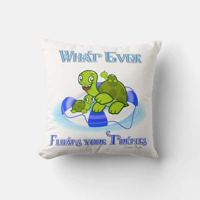 Whatever Floats Your Turtles 3 Cushion (Front)