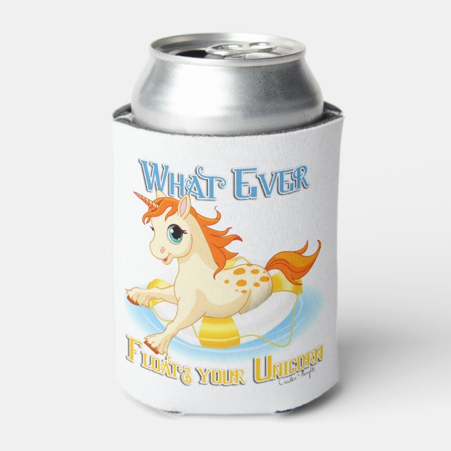 Whatever Floats Your Unicorn Can Cooler (Can Front)