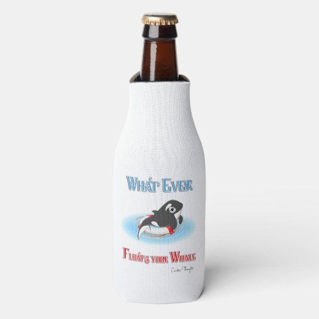 Whatever Floats Your Whale Bottle Cooler (Bottle Front)