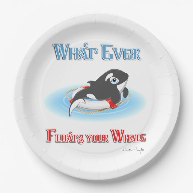 Whatever Floats Your Whale Paper Plate (Front)
