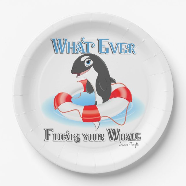 Whatever Floats Your Whale Paper Plate (Front)