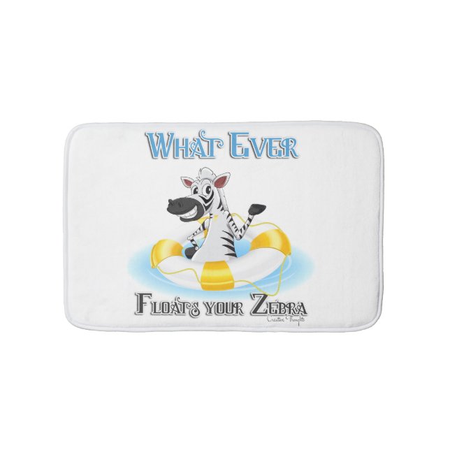 Whatever Floats Your Zebra Bath Mat (Front)
