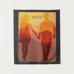 Whatever forever romantic couple holding hands tapestry