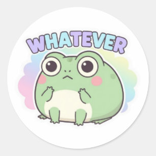 Whatever Frog Sticker Cute Eye Roll Frog Attitude