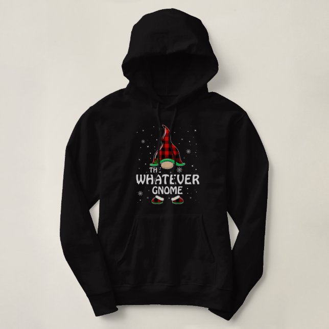Whatever Gnome Buffalo Plaid Matching Family Chris Hoodie (Design Front)