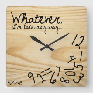 whatever, I'm late anyways. Faux Wood Background Square Wall Clock