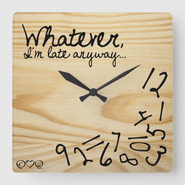 whatever, I'm late anyways. Faux Wood Background Square Wall Clock (Front)