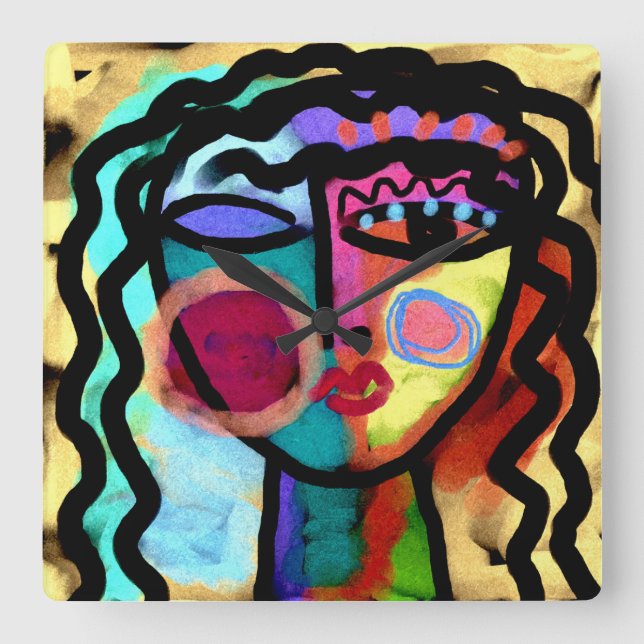 Whatever Original Abstract Art Square Wall Clock (Front)