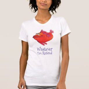 Whatever Retired Whimsical Fish Art Red and Pink T-Shirt