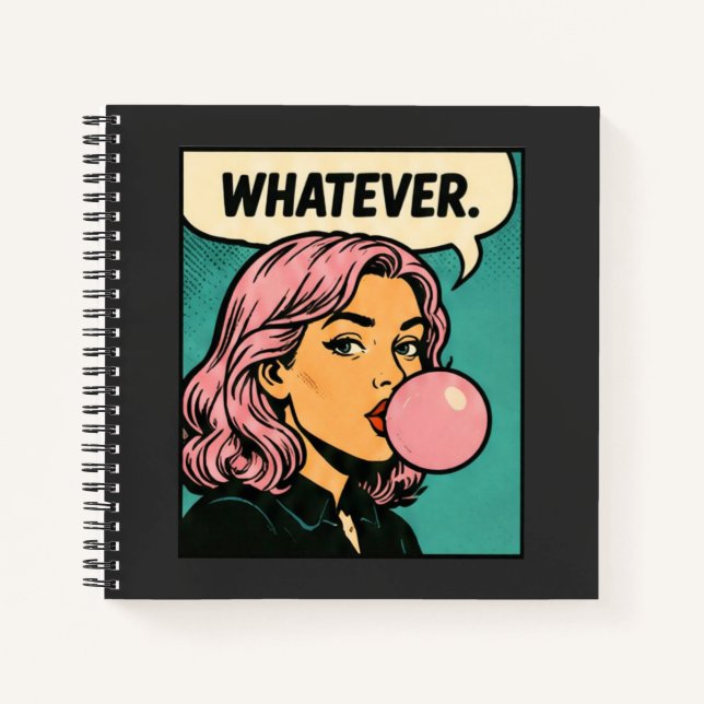 “Whatever” Retro Comic Notebook (Front)