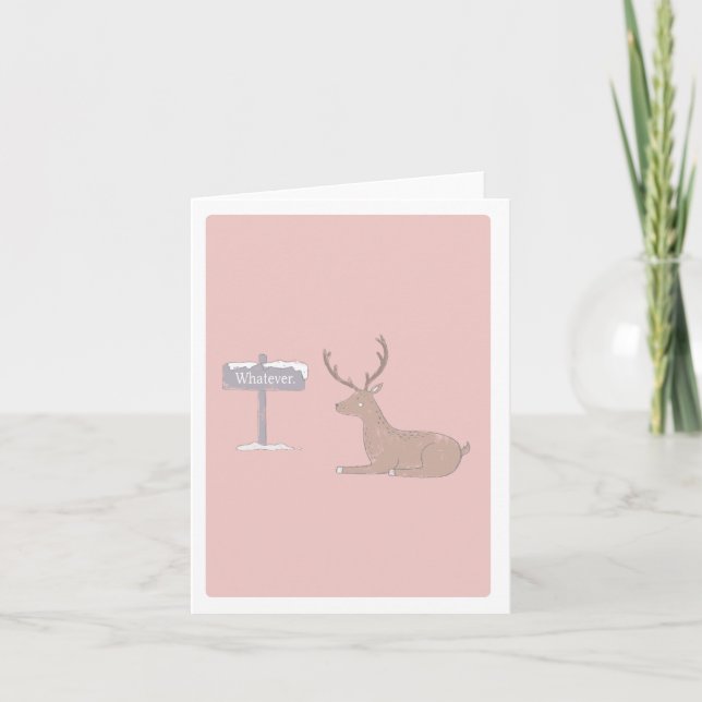 "whatever" Sarcastic christmas/holiday reindeer Card (Front)