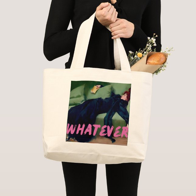 Whatever Vintage Altered Art, Girly Pink Graffiti Large Tote Bag (Creator Uploaded)