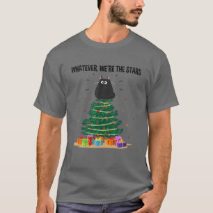 Whatever We're The Stars Funny Cat Christmas Tree T-Shirt