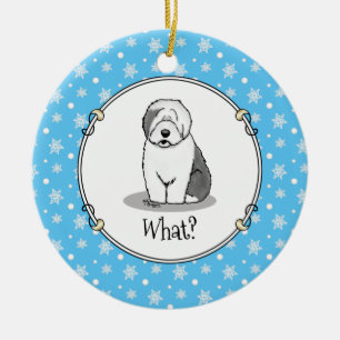 Whatever What Old English Sheepdog (Grey 1) Cute Ceramic Tree Decoration