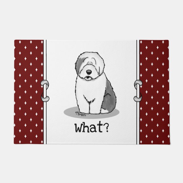 Whatever What? Old English Sheepdog (Grey 1) Funny Doormat (Front)