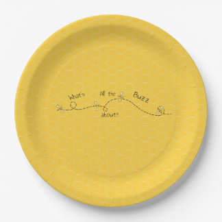 "What's All The Buzz About?" Hand-Drawn Honeycomb  Paper Plate