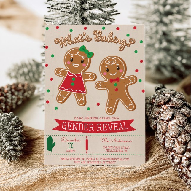 What's Baking Gender Reveal Invitation (What's Baking Gender Reveal Invite, Holiday Gender Reveal, Christmas Gender Reveal, Gingerbread )