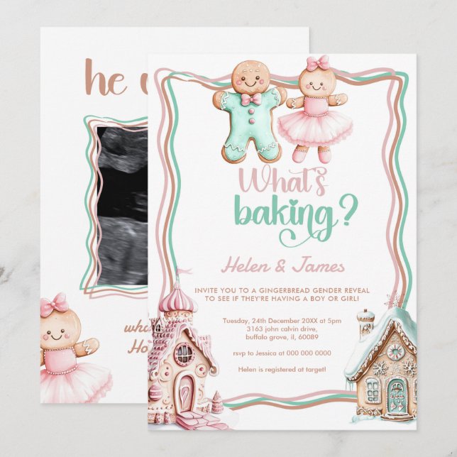 What's Baking gingerbread Festive Gender Reveal Invitation (Front/Back)