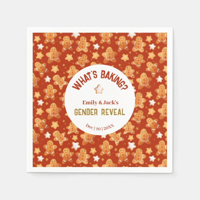 What's Baking Gingerbread Gender Reveal   Napkin (Front)