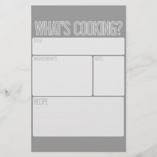 "What's Cooking" Recipe Sheets (Great Shower Gift)
