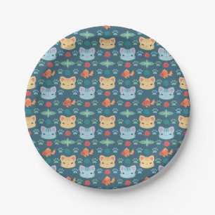 What's Cool, Kitty Cat in Blue and Yellow Paper Plate