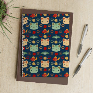 What's Cool, Kitty Cat in Navy Blue and Yellow Notebook