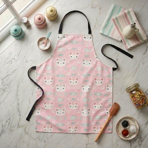 What's Cool, Kitty Cat in Pink and Mint Apron