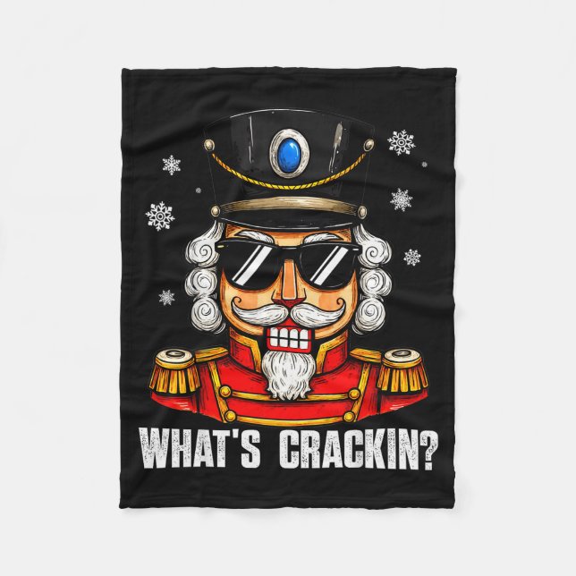 Whats Crackin Funny Nutcracker Pjs Christmas Xmas  Fleece Blanket (Front)