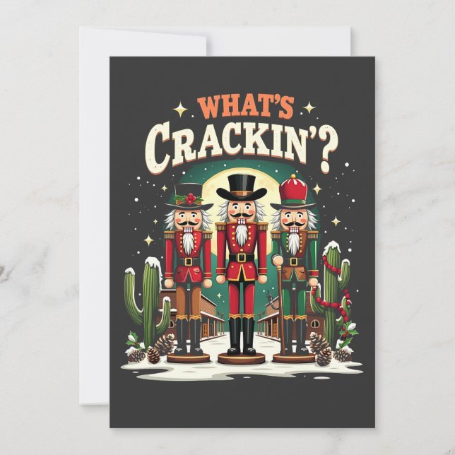What's Cracking Nutcracker Cactus Christmas Funny Invitation (Front)