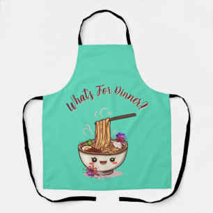 "What's For Dinner?" Mint Green Cute Ramen Bowl Apron