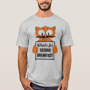 Whats For Second Breakfast? Cartoon Cat funny T-Shirt