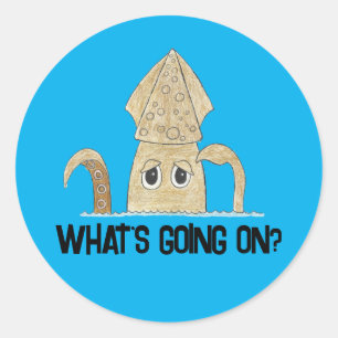 "What's Going On?" Confused Howard the Squid Classic Round Sticker