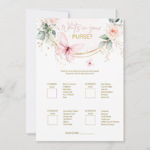 Whats in you purse Butterfly Wildflowers game Invitation