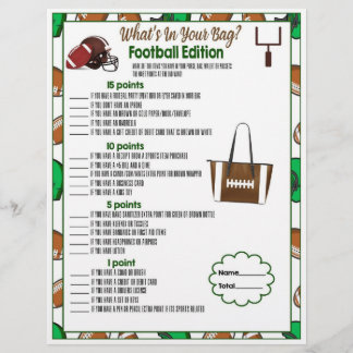 Whats in Your Bag, Football Party Game For Kids Custom Letterhead