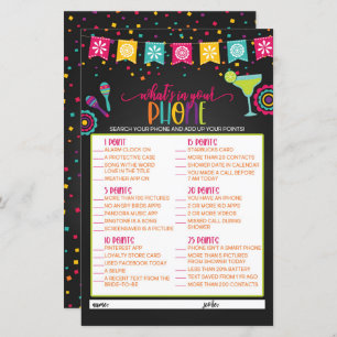 What's in Your Phone Bridal Shower Game - Fiesta