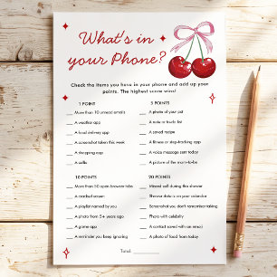 What's in Your Phone Cherry Bow Baby Shower Game