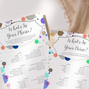 "What's In Your Phone / Purse?" Baby Shower Game