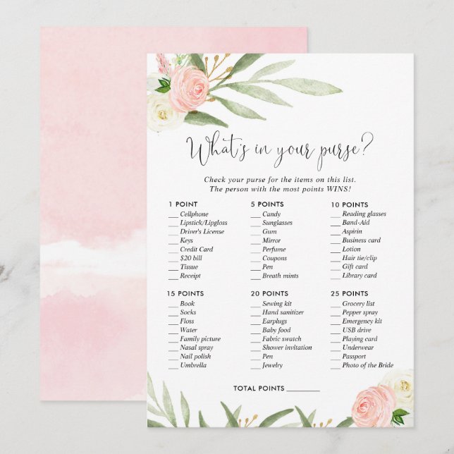 What's in your purse baby bridal shower game invitation (Front/Back)