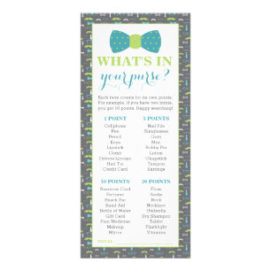 What's In Your Purse? Baby Shower Game, 25 Pack Rack Card
