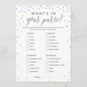 What's in Your Purse Baby Shower Game Card