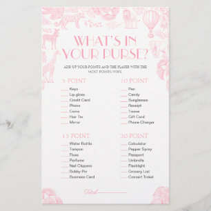 Whats In Your Purse Baby Shower Game Card
