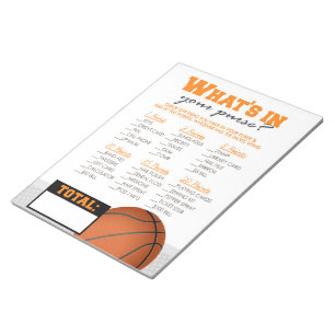 What's In Your Purse Basketball Baby Shower Game Notepad