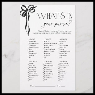 What's In Your Purse Black Bow Bridal Shower Game