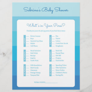 What's In Your Purse Blue Ombre Baby Shower Game