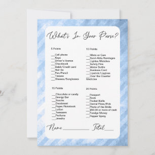 What's In Your Purse Blue Stripes Bridal Shower Invitation