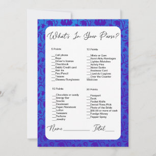 What's In Your Purse Blue Victorian Bridal Shower Invitation