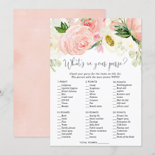 What's in your purse bridal shower game blush pink invitation