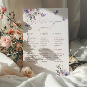 What's In Your Purse Bridal Shower Game Card